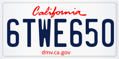 CA license plate 6TWE650