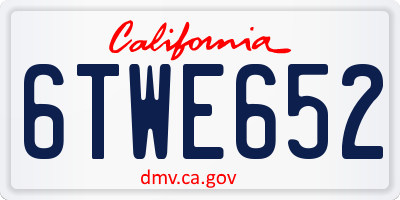 CA license plate 6TWE652
