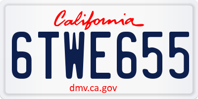 CA license plate 6TWE655