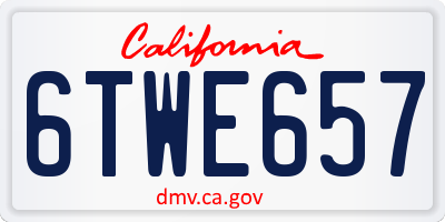 CA license plate 6TWE657