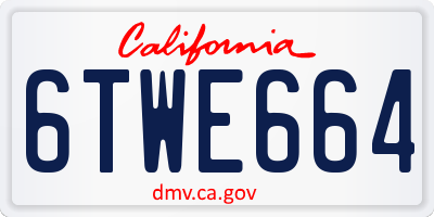 CA license plate 6TWE664