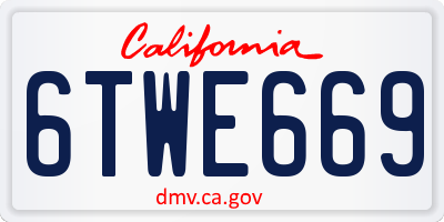 CA license plate 6TWE669