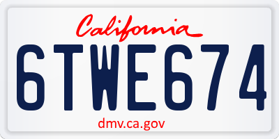CA license plate 6TWE674