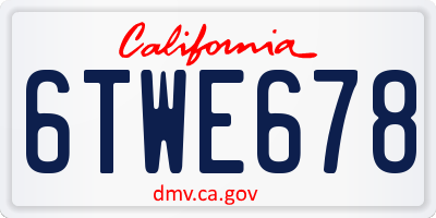 CA license plate 6TWE678