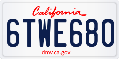 CA license plate 6TWE680