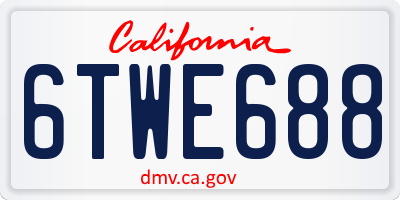 CA license plate 6TWE688