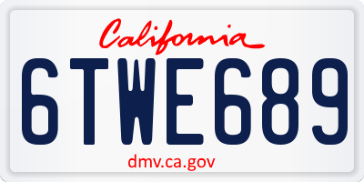 CA license plate 6TWE689