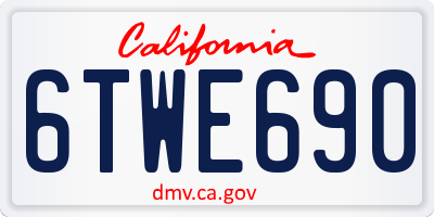 CA license plate 6TWE690