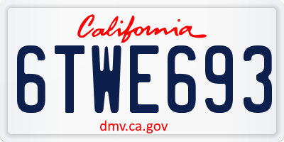 CA license plate 6TWE693