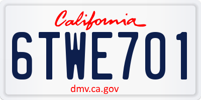 CA license plate 6TWE701