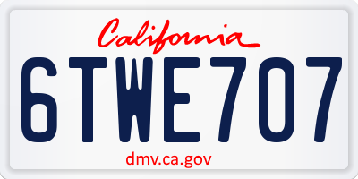 CA license plate 6TWE707