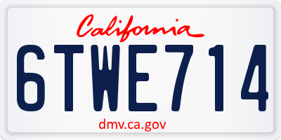 CA license plate 6TWE714