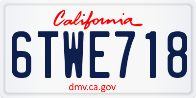 CA license plate 6TWE718