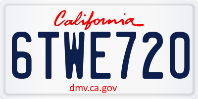 CA license plate 6TWE720