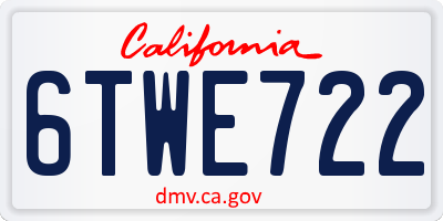 CA license plate 6TWE722