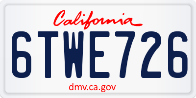 CA license plate 6TWE726