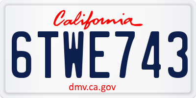 CA license plate 6TWE743