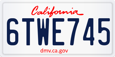 CA license plate 6TWE745