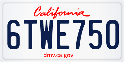 CA license plate 6TWE750