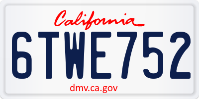 CA license plate 6TWE752