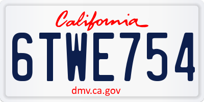 CA license plate 6TWE754