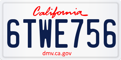 CA license plate 6TWE756