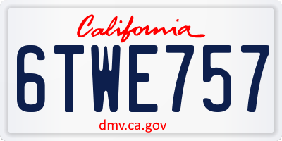 CA license plate 6TWE757