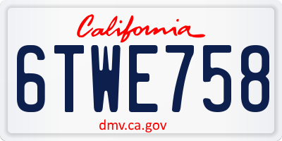 CA license plate 6TWE758