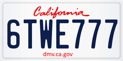 CA license plate 6TWE777