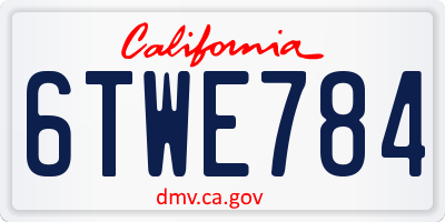 CA license plate 6TWE784