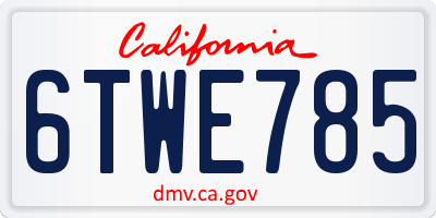 CA license plate 6TWE785