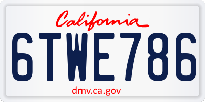 CA license plate 6TWE786