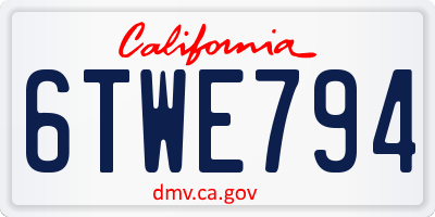 CA license plate 6TWE794