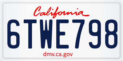 CA license plate 6TWE798