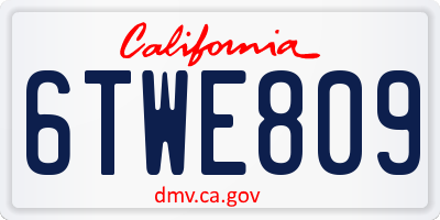 CA license plate 6TWE809