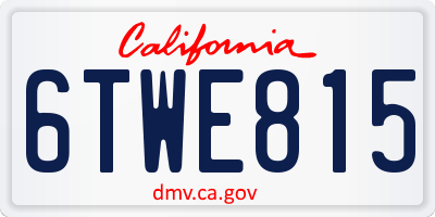 CA license plate 6TWE815