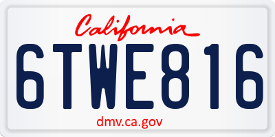 CA license plate 6TWE816