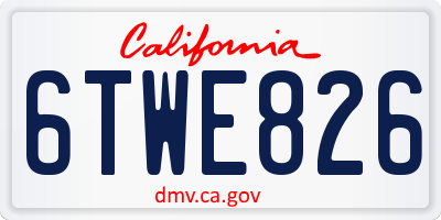 CA license plate 6TWE826