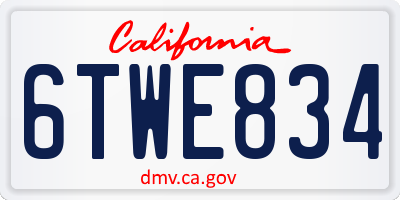 CA license plate 6TWE834