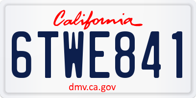 CA license plate 6TWE841