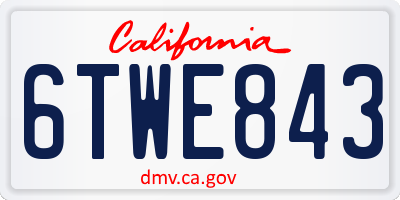 CA license plate 6TWE843
