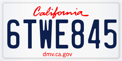 CA license plate 6TWE845