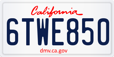 CA license plate 6TWE850