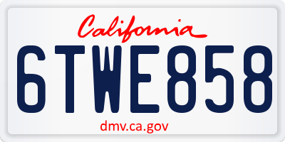 CA license plate 6TWE858
