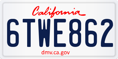 CA license plate 6TWE862