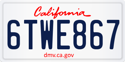 CA license plate 6TWE867