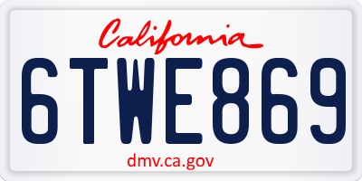 CA license plate 6TWE869
