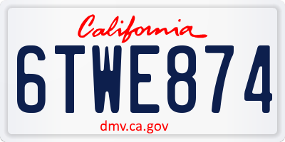 CA license plate 6TWE874