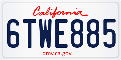 CA license plate 6TWE885