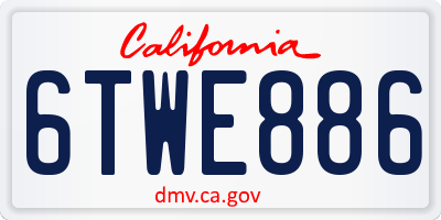 CA license plate 6TWE886